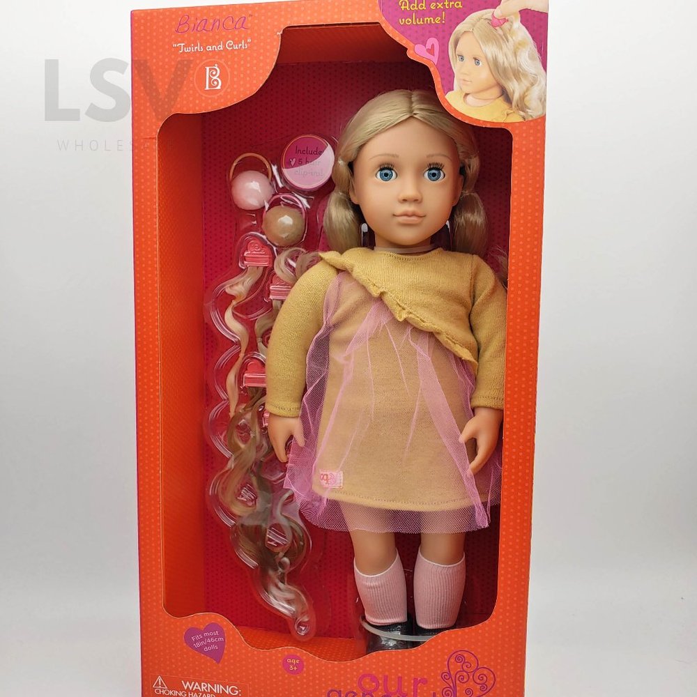 Our Generation 18 inch Hair Play Doll with Clip-in Hair Accessories - Bianca